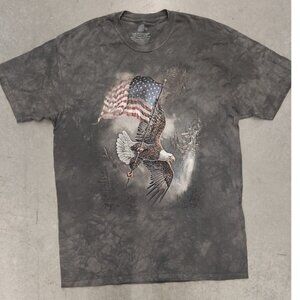The Mountain Eagle American Flag Graphic T-Shirt Gray 2XL‎ Patriotic